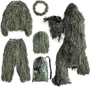 Kute 'n' Koo Premium Ghillie Suits for Adults and Kids, 5 in 1 Bush Costume Forest Grass and Dry Grass Camouflage Styles (L for Adults, Forest Grass)