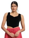 Vaararo Readymade Party Blouse for Women | Shiny Velvet Sleeveless Stylish Outfit Black Medium