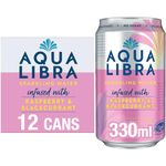 AQUA Libra Sparkling Sugar-Free Fruit Water, No Calories, Raspberry and Blackcurrant, 330 ml, Pack of 12