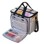 Teamoy Knitting Bag, Yarn Storage Tote with Inner Divider for Yarn and Unfinished Project, High Capacity, Easy to Carry Crochet Hooks, Knitting Needles and Accessories-No Accessories Included