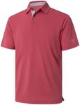 Mens Golf Shirt Short Sleeve Moisture Wicking Dry Fit Performance Solid Casual Pique Golf Polo Shirts for Men, Brick, Medium