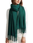 MaaMgic Women's Large Soft Cashmere Feel Pashmina Shawls Wraps Light Winter Scarf,Dark Green