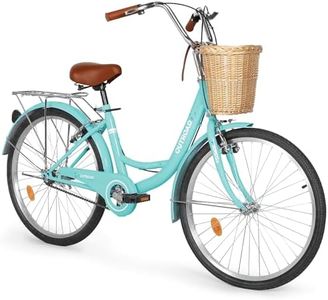 Outroad Beach Cruiser Bike, 26 inch Commuter Bicycle for Adult Men and Women,High-Carbon Steel Comfortable City Bikes with Rear Rack or Basket,Green 26 inch