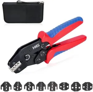 HKS Ratcheting Crimping Tool Set 11 PCS with Changeable Jaws for Dupont JST MOLEX - Open Barrel Terminals, Insulated & Non-Insulated Ferrules, Terminals & Butt Connectors, MC4 & Coax Connectors