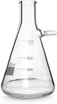 QWORK 1000ml Clear Borosilicate Glass, Bolt Neck with Tubulation, 1L Filtering Flask