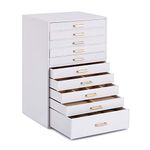 Mondeer Extra Large Jewellery Box, Jewellery Box Organiser for Necklace Earrings Bracelets Rings, 10 Layer PU Leather Jewelry Storage Case, Women Girls Ladies' Gift, White