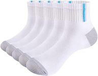 YUEDGE Mens White Bamboo Socks Lightweight Breathable Ankle Socks Short Quarter Socks for Men 6-9, 5 Pairs/Pack