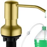 Sink Soap Dispenser for Kitchen Sink Built in Soap Dispensers Pump, Dish Liquid Soap Dispenser Countertop, Gold Soap Dispenser Stainless Steel with 47" No-Spill Extension Tube+17 OZ Bottle