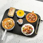 Food Warming Mat, Electric Warming Tray for Buffets & Parties, Silicone Heating Mat for Food with 7 Temperature Settings, Roll-Up Storage, 17.91"x12.8"x0.7”, Black