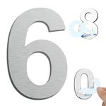 Ywonoby House Numbers, 6 Inch Door Numbers Large Self adhesive Stainless Steel Metal House Numbers Sticker for House Mailbox Address Street Apartment Hotel Courtyard - Silver(6/9)