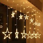 RavSo 3x2mtr 180 L SMD Curtain Light 8 Color Changing Meteor Shower Flashing Modes IP65 Waterproof LED Lantern Flowing Water Waterfall Fairy String Lights,(Multi (Star Curtain Light (W))