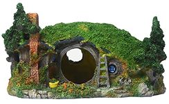 PTFJZ Hobbit Fish Tank Decorations Reptile House Hidden Hole Landscaping for Aquarium and Reptiles Decorations Mini Garden Decorating Two Sizes (L)