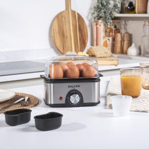 Salter Electric Egg Boiler, 8-Egg Cooker – Soft, Hard & Poached, Silver