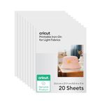 Cricut Printable Heat Transfer Vinyl | 20 Sheets | A4 | Waterproof HTV Iron-On Paper for Inkjet Printers | Compatible for Light Fabrics