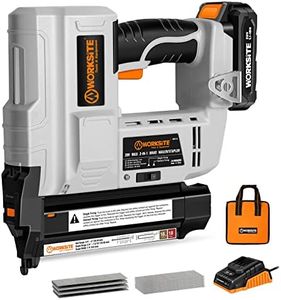 WORKSITE Cordless Brad Nailer, 18 Gauge 2 in 1 Cordless Nail Gun/Staple Gun with 2.0A Battery, Fast Charger, LED light for Upholstery, Carpentry and Woodworking Projects