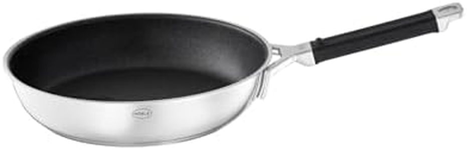 RÖSLE SILENCE PRO Bratpfanne, Pfanne mit kratzfester Premium-Antihaftversiegelung ProResist, Silikongriff, 24 cm, Edelstahl 18/10, induktionsgeeignet, , Silberfarben/Schwarz