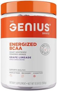 Genius BCAA Energy Powder, Grape Limeade - Nootropic Amino Acids & Muscle Recovery - Natural Vegan BCAAs Workout Supplement for Women & Men (Pre, Intra & Post Workout) - No Artificial Sweeteners