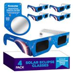 Solar Eclipse Glasses Approved 2024, (4 Pack) CE And ISO Certified Solar Eclipse Observation Glasses, Safe Shades For Direct Sun Viewing, Bonus Smartphone Photo Filter Lens, Blue Stars Design