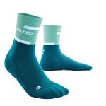 CEP - THE RUN COMPRESSION SOCKS MID CUT for women | Medium length running socks with compression | Regenerating compression socks for women, Ocean/Petrol, L