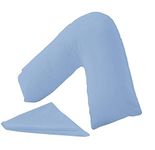 CnA Stores Orthopaedic V-Shaped Pillow Extra Cushioning Support For Head, Neck & Back (Sky Blue, V-pillow With Cover)