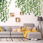 Homenique Artificial Leaf Money Plant Greenery Fake Hanging Vine Plants Leaf Garland Hanging for Wedding Home Decoration, Party, Diwali and Garden Outdoor Office Wall Decoration (24)