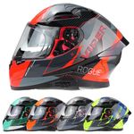 ViPER RSV95 Rogue Full Face Dual Visor Motorcycle Motorbike Helmet Red - Orange - M