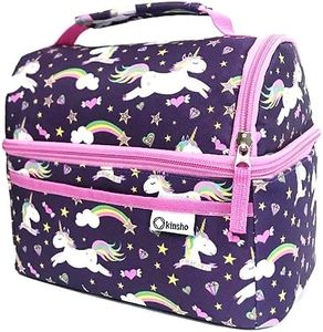 Unicorn Lunch Box for Girls Toddlers Kids, Insulated Bag for Baby Girl Daycare Pre-School Kindergarten, Container Boxes for Small Kid Snacks Lunches, 2 Compartments, Unicorns Purple