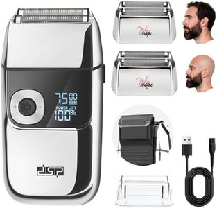 DSP® Electric Razor for Men Bald Shavers for Men 2 in 1 Double Shaver for Men with 2 Foil Head Rechargeable Barber Shaver with Precision Trimmer 3-Speed Shaver with LED Digital Display (Silver)