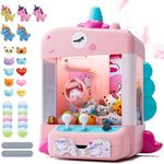 Skirfy Unicorns Claw Machine, Mini Vending Machine with Lights & Music, Adjustable Sound, Candy and Electronic Prize Dispenser, Includes 45 Toys, Candy and Birthday Gift for Kids Girls