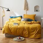 Luxlovery Mustard Yellow Comforter Set Full Dark Yellow Bedding Comforter Sets Full Size Ginger Yellow Cotton Quilts Blanket Comfy Lightweight Cozy Solid Color Comforter Set for Women Men