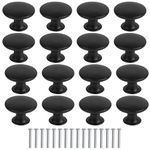 AvoDovA 16Pcs Cabinet Knobs, Round Drawer Knobs, Mushroom Door Handles Pulls Knobs,Cupboard Drawer Pull Handles with Screws for Cabinet Drawer Kitchen (Black)