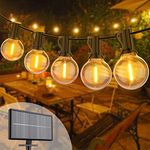 Solar Lights Outdoor Garden, 15M/50FT Outdoor String Lights with 4 Modes, Waterproof LED Solar Garden Lights, 25+1 G40 Outdoor Bulb Lights for Patio, Yard, Backyard, Party