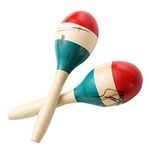 Maracas Large Colorful Wood Rumba Shakers Rattle Hand Percussion of Sand of the Hammer Great Musical Instrument with Salsa Rhythm For Party,Games (Colorful)