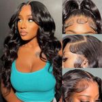 13X6 Body Wave Lace Front Wigs Human Hair HD Lace Frontal Wigs for Women Natural Black Human Hair Wig Transparent Lace Frontal Body Wave 150 Density Human Hair Glueless Wig Pre Plucked Baby Hair