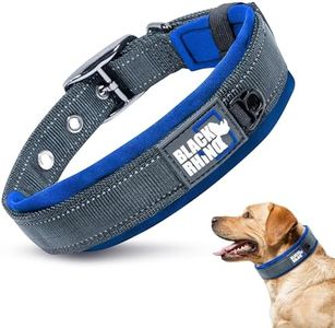 Black Rhino - The Comfort Collar Ultra Soft Neoprene Padded Dog Collar for All Breeds - Heavy Duty Adjustable Reflective Weatherproof (Large, Blue/Grey)