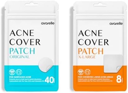 AVARELLE Bundle (40 Count) Hydrocolloid Acne Patches Blemishes and Zit with Tea Tree Oil, Calendula Oil and Cica Oil for Face, Vegan, Crue(Original + XL Patch Bundle)