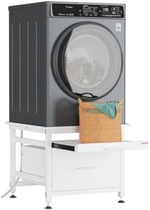 Garvee 29" Heavy Duty Metal Washer and Dryer Pedestals with Pullout-Shelf and Drawer, Universal Fit Anti-Vibration Washer Dryer Base with Adjustable Feet, Up to 850 LBS Capacity, 29"x29''x23'', White