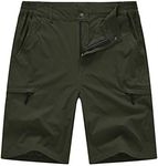 BASUDAM Men's Cargo Hiking Shorts Stretch Quick Dry Lightweight Work Shorts 6 Pockets for Camping Travel, Army Green, 36