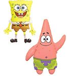 Toyland® Pack Of 2 - Spongebob Squarepants and Patrick Star Foil Balloons - 1 x 74cm (29") Spongebob & 1 x 91cm (36") Patrick Shaped Character Foil Balloons