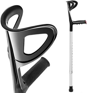 AIESI® Stampella Ortopedica regolabile singola leggera in alluminio anodizzato colore nero, Garanzia Italia 24 mesi.