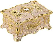 Hipiw Vintage Jewelry Organizer Box - Metal Trinket Storage Box Ornate Treasure Chest Box Jewelry Decorative box Keepsake Gift Box Case for Women Girls,4.9"x3.4"x2.7"