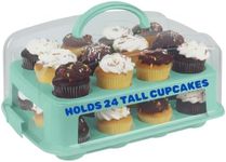 EXTRA TALL Cupcake Carrier 24 Count, 24 Cupcake Holder with Lid -Spacious 3.5” Tall Tiers Accommodate 24 Tall Frosted Cupcakes, Won't Smush! Cupcakes Containers Muffin Storage Container/ Muffin Holder