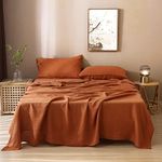 S VICTORY SYMBOL 100% French Linen Sheet Set Full Size Natural Flax Stone Washed 4 Pieces Bedding Soft Luxurious Sheets Set(Caramel,Full)