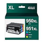 HALLOLUX 950XL 951XL Ink Cartridges, Black/Cyan/Magenta/Yellow,950 XL 951 XL Multipack Replacement for HP 950XL 951XL Officejet Pro 251dw 276dw 8100 8600 8610 8615 8620 8625 8630 8640 (4-Pack)