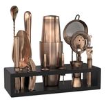 Highball & Chaser 13-Piece Boston Cocktail Shaker Set Stainless Steel Mixology Bartender Kit with Stand for Home Bar Cocktail Set Bar Tool Set E-Book with 30 Cocktail Recipes. (Antique Copper)