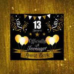 Officially A Teenager: Happy Birthday Guest Book For Kids | Thirteen Years Old | Autograph Message Log Sign In Notebook | Keepsake Memory Book Diary For Family, Friends & Tweens | Black, Gold Glitter & Confetti Party Decorations Celebration Theme Gift