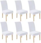 Smiry Velvet Stretch Dining Room Chair Covers Set of 6, Soft Removable Washable Chair Slipcovers Kitchen Parsons Chair Protector, Raw White