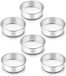 TeamFar 6 Inch Cake Pan, 6 Pcs Cake Pan Set Round Baking Pan Stainless Steel for Baking Steaming Serving, Fit in Oven Instant Pot Air Fryer, Healthy & Heavy Duty, Easy Clean & Dishwasher Safe