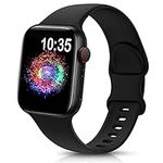 TreasureMax Silicone Sport Band for Apple Watch - Compatible with 38mm, 40mm, 41mm, 42mm, 44mm, 45mm, 49mm - Soft Strap for Series 9, 8, 7, 6, 5, 4, 3, 2, 1 SE - Black 38/40/41mm