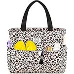 HOMESPON Large Waterproof Beach Tote Bag for Women with Zip and Pockets Foldable Handbag for Travel Pool Shopping Holiday Gym(Leopard)